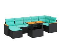 vidaXL Salon de Jardin avec Coussins 8 pcs Noir résine tressée Acacia
