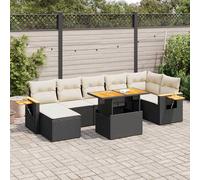 Vidaxl Salon De Jardin Avec Coussins 8 Pcs Noir Résine Tressée Acacia