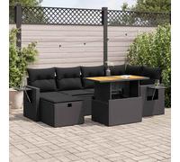 Vidaxl Salon De Jardin Avec Coussins 8 Pcs Noir Résine Tressée Acacia