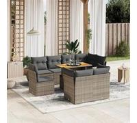 Salon de Jardin avec Coussins Canapés Patio 9 pcs Noir Résine Tressée vidaXL