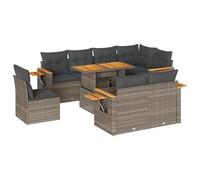 vidaXL Salon de Jardin avec Coussins 9 pcs Gris résine tressée Acacia, Ensemble de canapés d'extérieur, Ensemble de canapé d'angle de Jardin, Meuble d'angle de Jardin