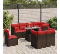 Vidaxl Salon De Jardin Avec Coussins 9pcs Marron Résine Tressée Acacia