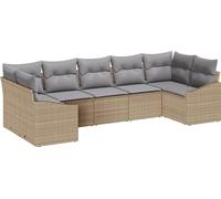 vidaXL Salon de jardin avec coussins avec mémoire 7 pcs Beige, Gris clair