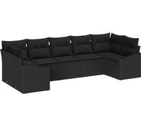 vidaXL Salon de jardin avec coussins avec mémoire 7 pcs noir