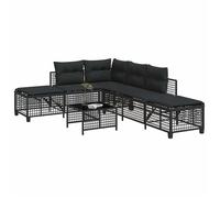 vidaXL Salon de jardin d'angle 3 pcs avec coussins noir résine tressée, ensemble de canapés d'extérieur, salon de jardin, 365444