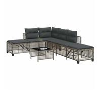 vidaXL Ensemble canapé d'angle de jardin 3 pièces avec coussins Gris poly rotin