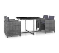 vidaXL Salon de Jardin Encastrable 5 pcs et Coussins Mobilier de Jardin Mobilier de Patio Mobilier de Terrasse Mobilier à Dîner Résine Tressée Gris