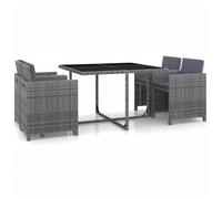 vidaXL Salon de jardin encastrable 5 pcs et coussins Rotin Gris