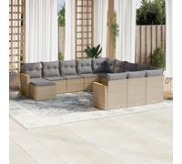 Vidaxl Salon De Jardin Et Coussins 12 Pcs Mélange Beige Résine Tressée