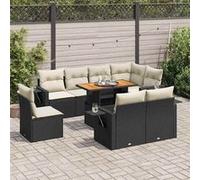 Vidaxl Salon de jardin modulable 9 pièces en bois massif noir 2 personnes - Table extensible avec rangement - 100 x 55 x 73 cm Noir