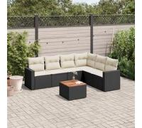 Salon de Jardin avec Coussins Meubles Terrasse 7 pcs Noir Résine Tressée vidaXL