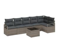 vidaXL Salon de Jardin Modulaire 6 Pièces avec Coussins Grisés en Poly Rattan - Mobilier de Terrasse Résistant aux Mauvais Temps, Housses Amovibles, Élégant et Confortable pour Profiter de Ton Patio