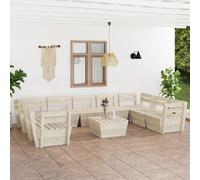 Vidaxl Salon De Jardin Palette 10 Pcs Bois D'épicéa Imprégné
