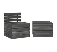 vidaXL Salon de jardin palette 2 pcs Bois de pin massif Gris foncé