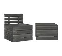 vidaXL Salon de jardin palette 2 pcs Bois de pin massif Gris foncé