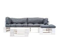 vidaXL Salon de jardin palette 4 pcs avec coussins gris Bois Gris G