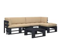 Vidaxl Salon De Jardin Palette 4 Pcs Et Coussins Pin Impr¿¿Gn¿¿ De Noir Noir