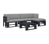Vidaxl Salon De Jardin Palette 4 Pcs Et Coussins Pin Impr¿¿Gn¿¿ De Noir Noir