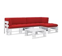 Vidaxl Salon De Jardin Palette 4 Pcs Et Coussins Pin Imprégné De Blanc