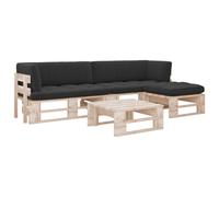 Vidaxl Salon De Jardin Palette 4pcs Avec Coussins Bois De Pin Impr¿¿Gn¿¿