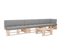 Vidaxl Salon De Jardin Palette 4pcs Avec Coussins Bois De Pin Impr¿¿Gn¿¿