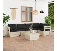 Vidaxl Salon De Jardin Palette 6 Pcs Avec Coussins Bois D'épicéa