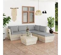 vidaXL Salon de jardin palette 6 pcs avec coussins Épicéa imprégné G