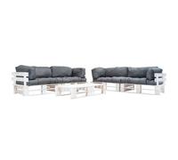 Vidaxl Salon De Jardin Palette 6 Pcs Avec Coussins Gris Bois