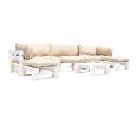 Vidaxl Salon De Jardin Palette 6 Pcs Avec Coussins Sable Bois