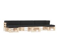 Vidaxl Salon De Jardin Palette 6pcs Avec Coussins Bois De Pin Impr¿¿Gn¿¿