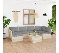 Epicéa Imprégné Salon de Jardin Palette 7 pcs avec Coussins Mobilier de Jardin Meubles d'Extérieur Meubles de Terrasse Mobilier de Patio
