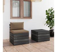 Vidaxl Salon Palette De Jardin 2 Pcs Avec Coussins Bois De Pin Massif
