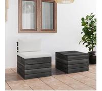 vidaXL Salon Palette de Jardin 2 pcs avec Coussins Mobilier de Patio Meubles d'Extérieur Meubles de Terrasse Mobilier de 3061661