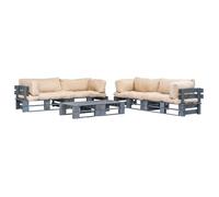 Salon de jardin bois beige 6 pieces x 220 x 65 8 personnes