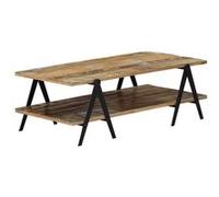 vidaXL Table basse bois de récupération massif avec étagère de rangement