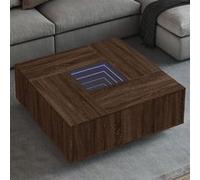 Vidaxl Table Basse Avec Led Infini Chêne Marron 100x100x40 Cm Marron