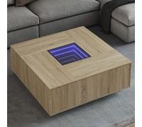 Vidaxl Table Basse Avec Led Infini Chêne Sonoma 100x100x40 Cm