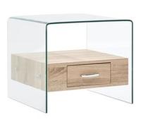vidaXL Salontafel met lade 50x50x45 cm gehard glas284724 Transparent G