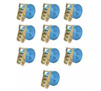 vidaXL Sangle d’arrimage à cliquet 10 pcs 2 tonnes 6 m x 38 mm Bleu