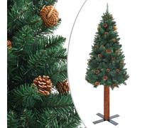 vidaXL Sapin de No?l mince avec bois v¿¿ritable et c?nes Vert 180cm PVC