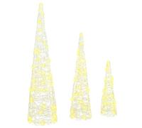 vidaXL Sapin de Noël 3 pcs Blanc Chaud 20 x 20 x 80 cm Acrylique, Décor Moderne, Ornement de Sapin, éclairage LED Acrylique, Ambiance Festive, Style de Saison, lumière USB