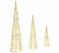 Vidaxl Sapin De Noël 3 Pcs Blanc Chaud 40 Cm 60 Cm 80 Cm Pet