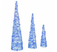 vidaXL Sapin de Noël 3 pcs Bleu 40 cm 60 cm 80 cm Acrylique