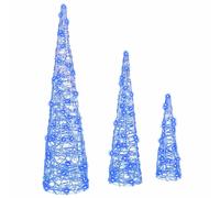 Vidaxl Sapin De Noël 3 Pcs Bleu 40 Cm 60 Cm 80 Cm Acrylique