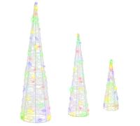 vidaXL Sapin de Noël 3 pcs Multicolore 20 x 20 x 80 cm Acrylique, Décor Moderne, Ornement de Sapin, éclairage LED Acrylique, Ambiance Festive, Style de Saison, lumière USB