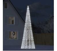 vidaXL Sapin de Noël à LED sur mât de drapeau 1534 LED blanc 500 cm