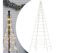 vidaXL Sapin de Noël sur mât de drapeau 200 LED blanc 180 cm