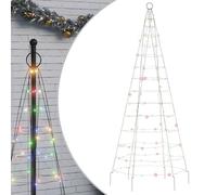 vidaXL Sapin de Noël LED sur mât de drapeau 200 LED coloré 180 cm extérieur