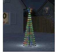 vidaXL Sapin de Noël à LED 275 LED colorées 180 cm, décoration de Noël, lumière LED, lumière de Noël extérieure, cône de 358067 Vert G