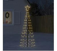 vidaXL Sapin de Noël à LED avec piquets 220 LED Blanc Chaud 180 cm, décoration de Noël, lumière LED, lumière de Noël extérieure, cône de Noël, éclairage LED
